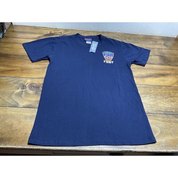 FDNY Shirt Mens Medium Blue New York City Fire Department Embroidered Patch NWT - Picture 1 of 9